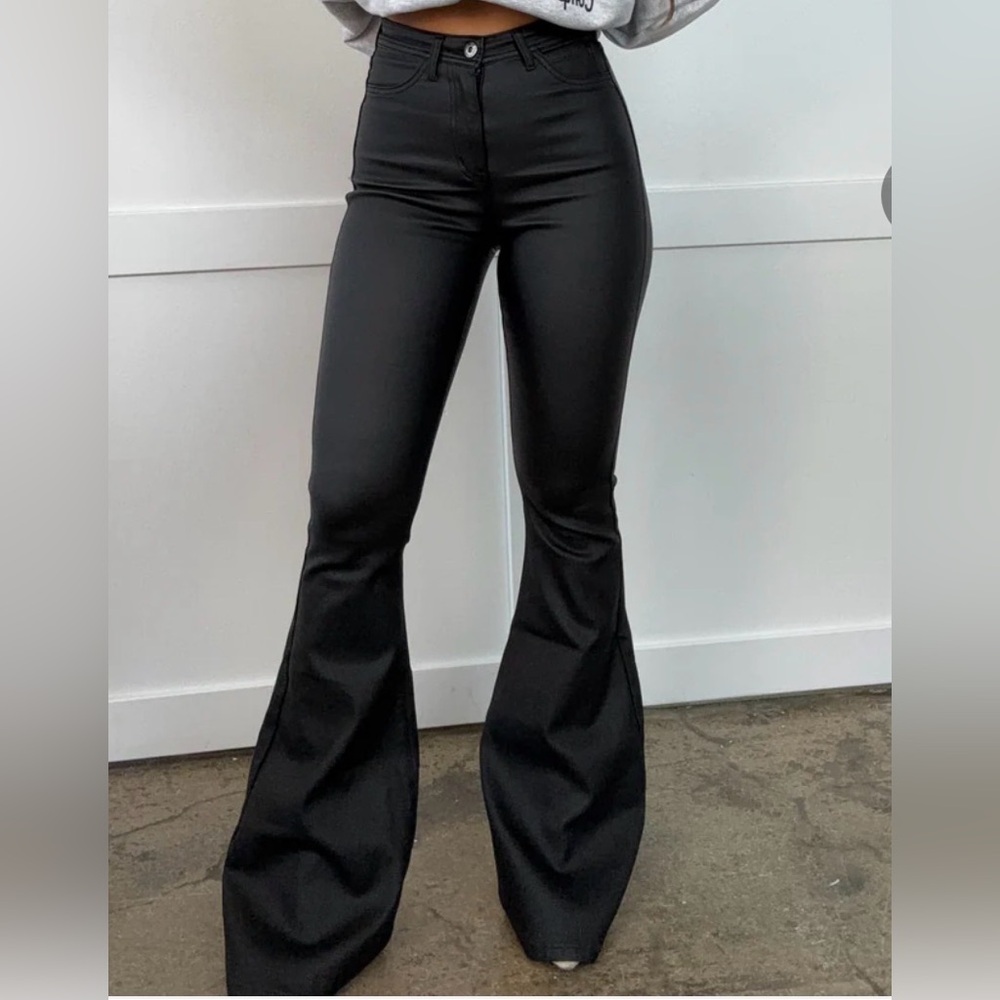 Black Flared Pants Willow boutique Blakely  faux leather medium
